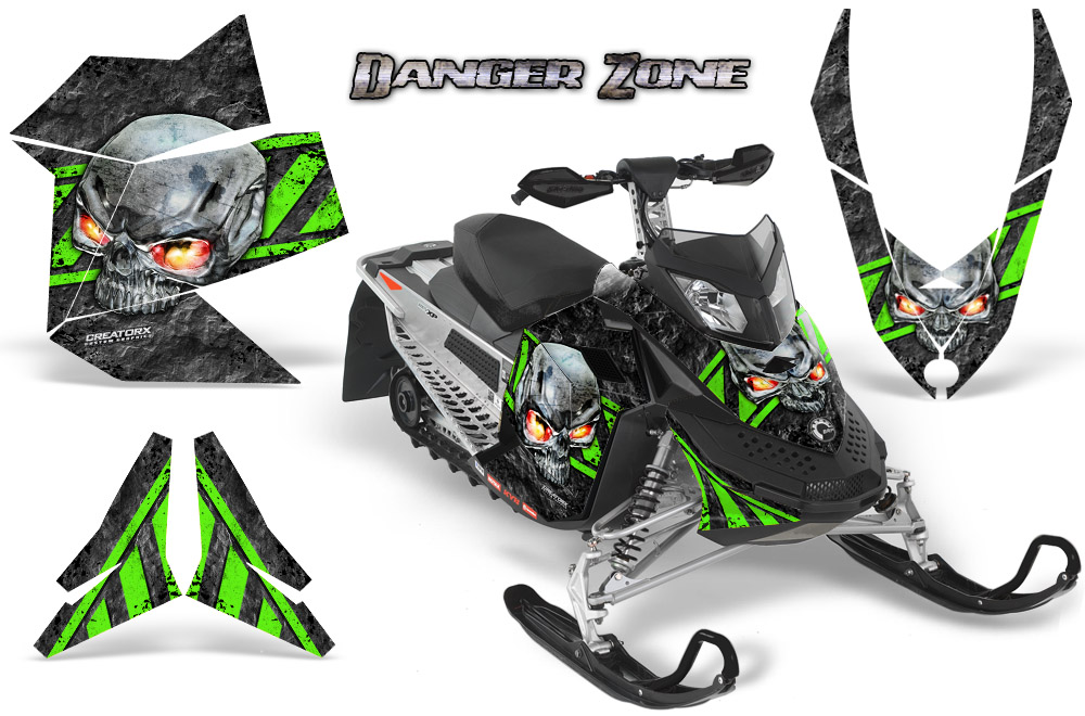 Skidoo REV XP Graphics Kit Danger Zone Green